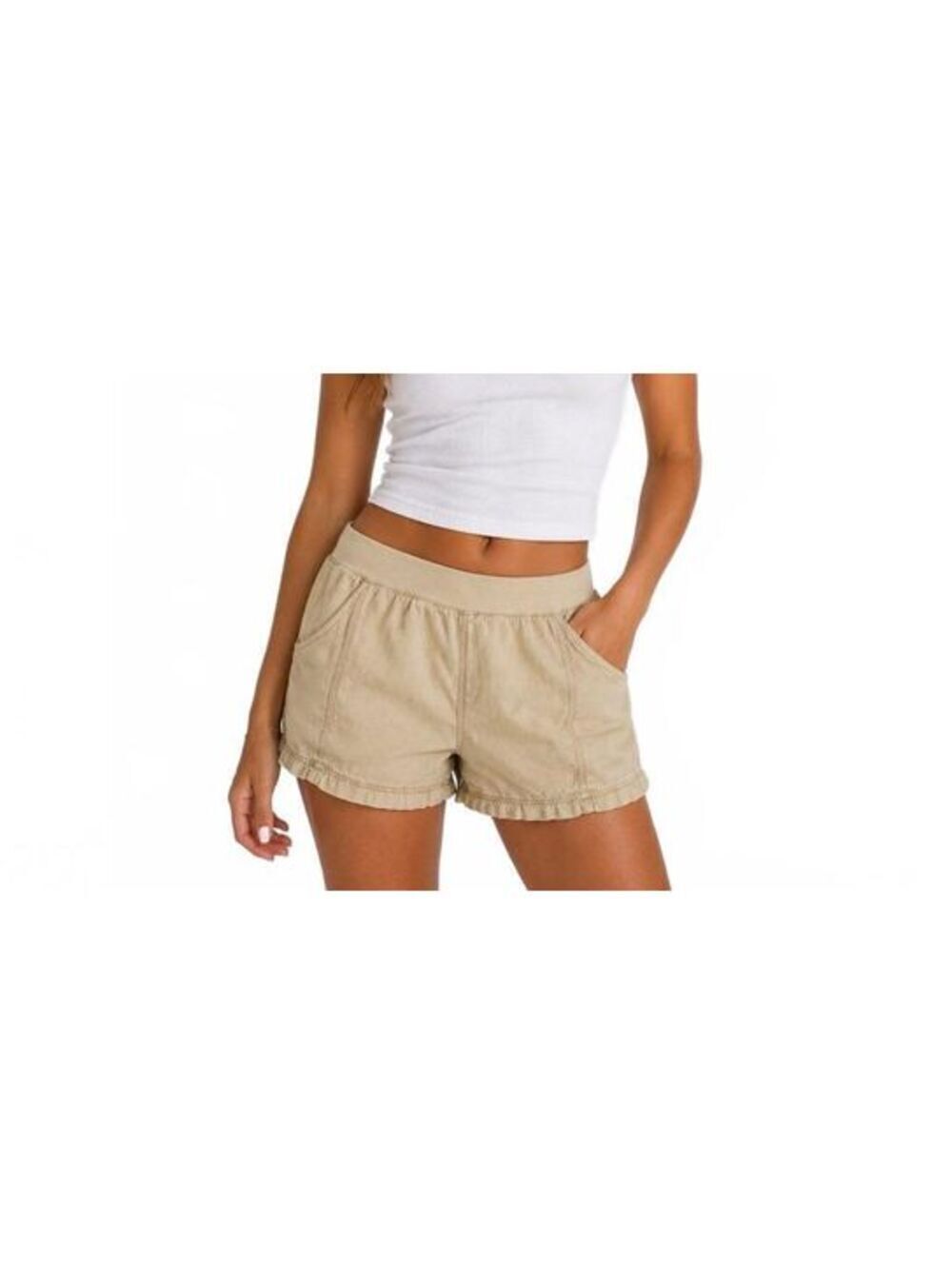 Faherty Beige Linen Blend Pull On Shorts Womens XL Casual Coastal Boho